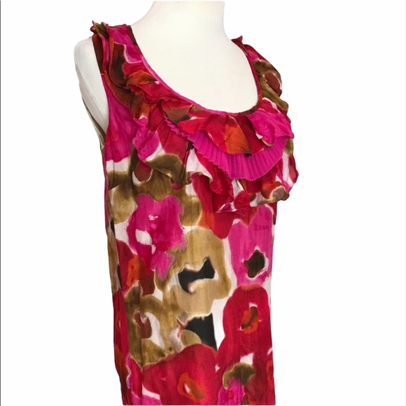 LOFT Lined Shift Dress Pink Floral Cotton Silk - Picture 3 of 5